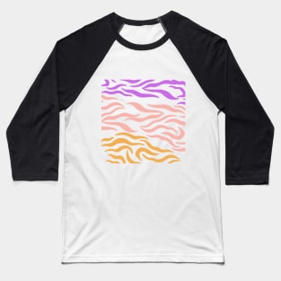 Violet Pink Gold Wavy pattern in Whte Baseball T-Shirt